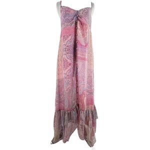 Zara womens dress size L multicolored patchwork paisley metallic hi-lo maxi